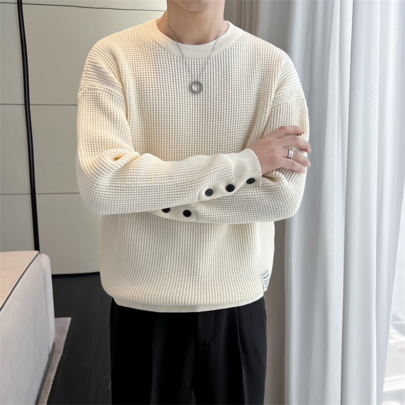 B353MY909P80白色2025秋冬男士常规版型潮版针织衫套头毛体男,男装针织衫/毛衣,电商B353