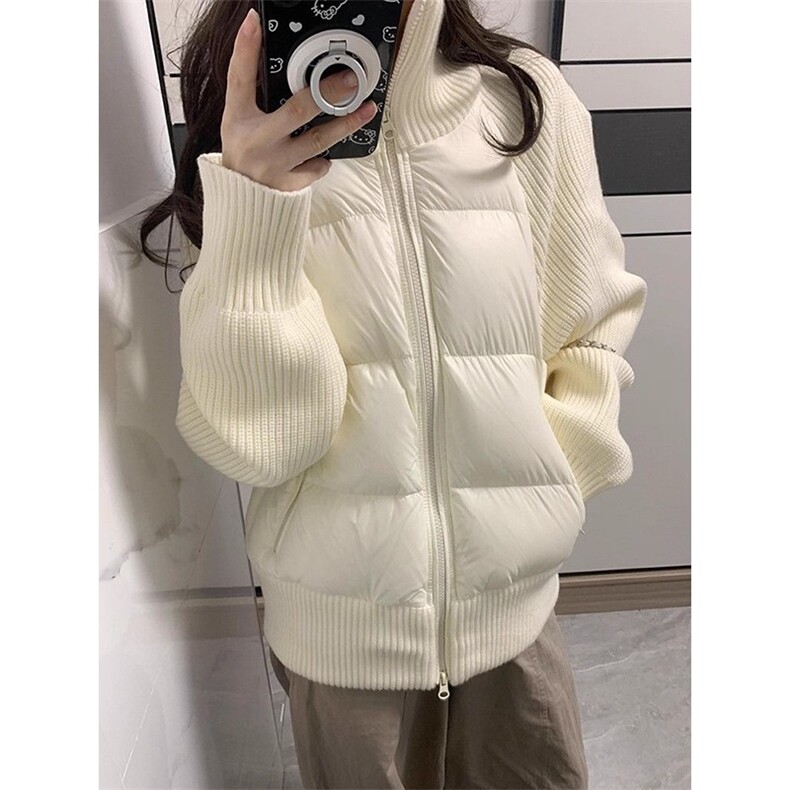 150-1/M78791/P94杏色针织拼接袖子设计棉服情侣潮款男女同款棉服，男装棉衣，星座1506-1