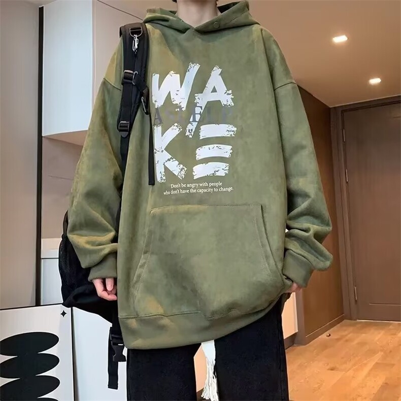 百搭气质ins时尚原宿潮流新款高质量麂皮绒连帽卫衣慵懒文艺流行,男装卫衣,星座506A