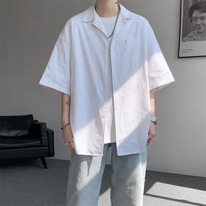 8XL-M亚麻短袖衬衫男夏薄款宽松休闲百搭大码半袖衬衣DC28002P50图片