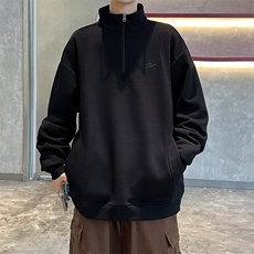 冬季刺绣男士卫衣美式半拉链立领POLO衫宽松套头外套WB278-P43，男装卫衣，星座412-3