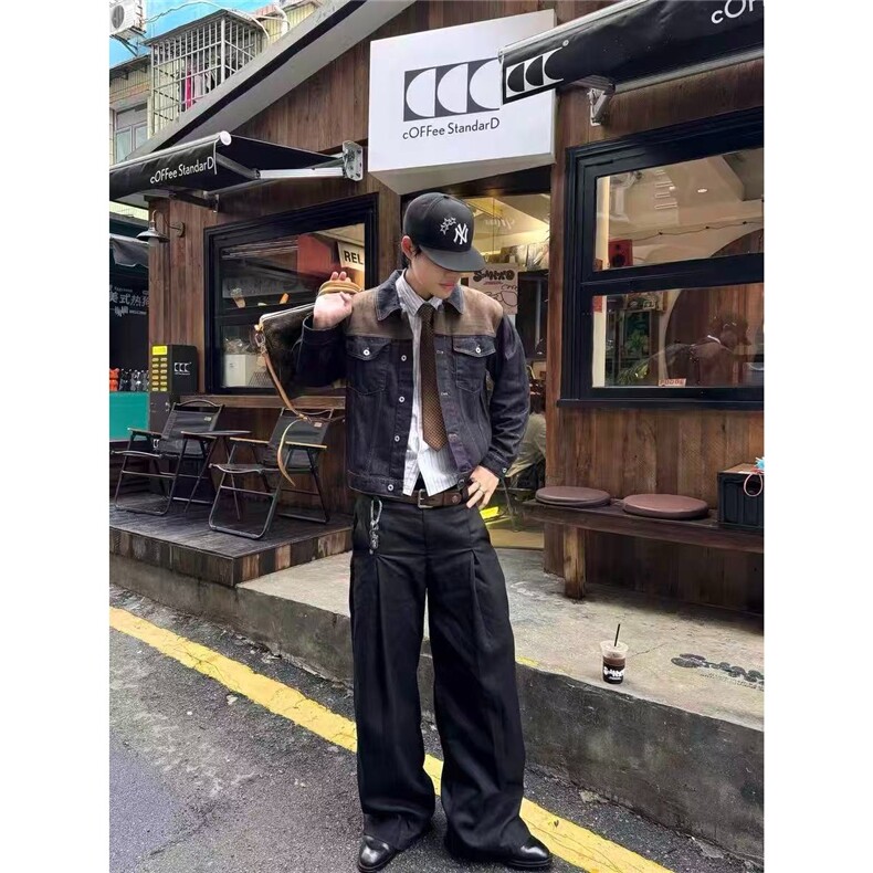 美式扎染牛仔外套男士春季街头水洗做旧工装夹克装MJK75,男装工装外套,星座208-5