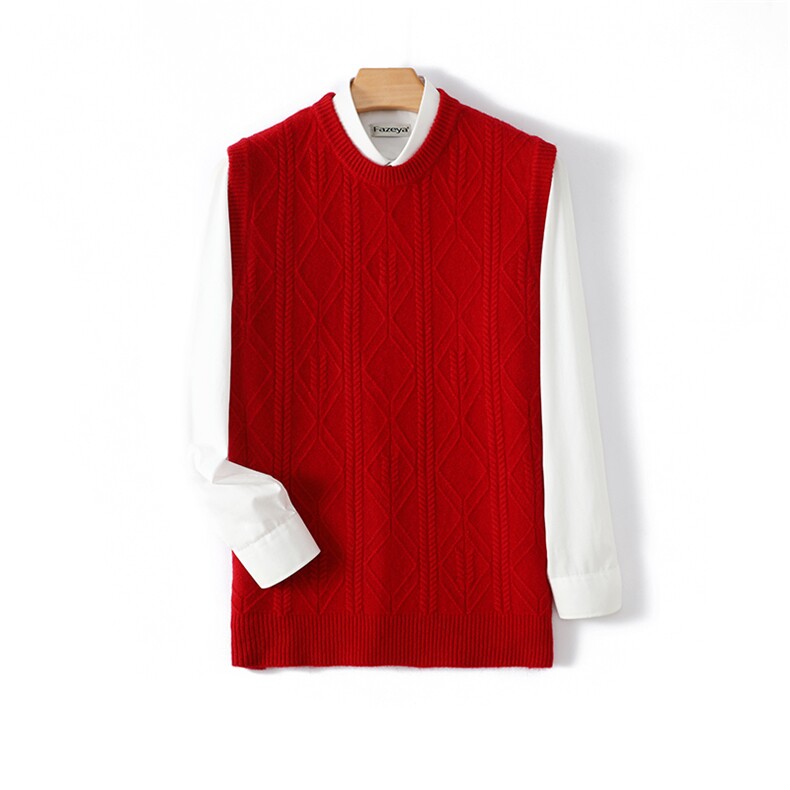 圆领纯色秋季时尚都市套头显瘦百搭针织毛衫，男装羊毛衫，德晨羊绒