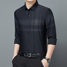 H8251钱塘2020-3春秋新款百搭时尚休闲中年男士长袖衬衣P72，男装衬衫，钱塘207-3