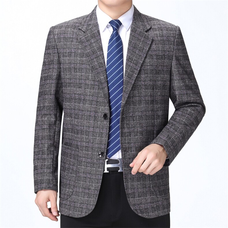 中老年人新款男士秋装商务休闲西装外套秋季中年男装上衣西服图片
