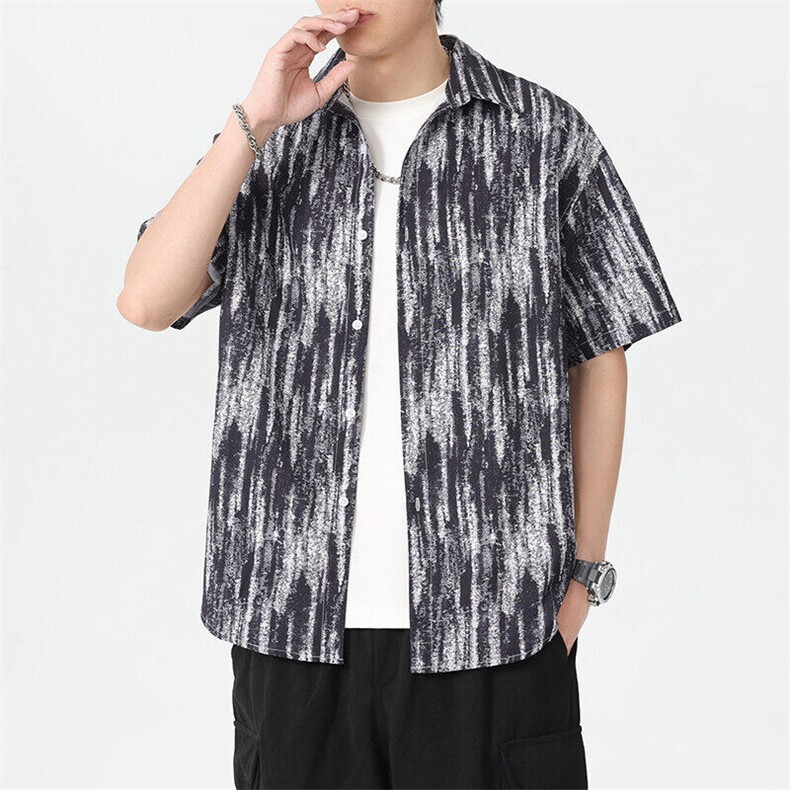 夏威夷花衬衫短袖男夏季冰丝薄款沙滩衬衣短裤套装潮Q5505-P30,男装牛仔裤,星座610（原A335）