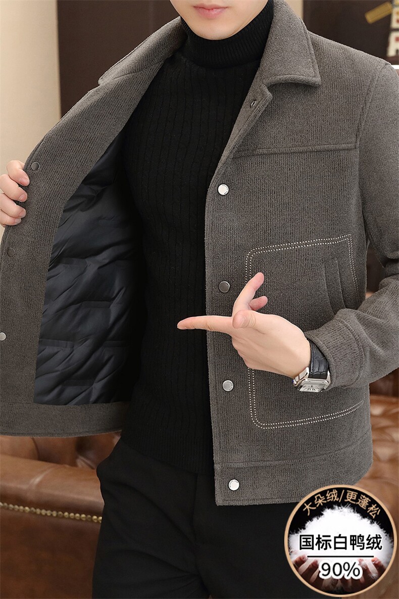 新标90白鸭绒有男士羽绒服金貂绒毛呢大衣外套YR2512-P175,男装羽绒服,星座210-3