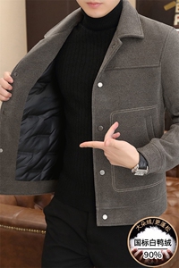 新标90白鸭绒 有男士羽绒服金貂绒毛呢大衣外套YR2512-P175图片