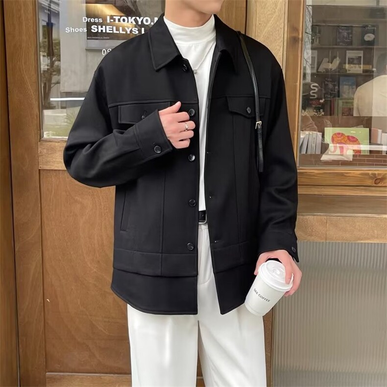 春秋季宽松工装上衣服痞帅气外套男翻领短款休闲夹克男士JKA18,男装夹克,星座1116A-2（原606A-1）