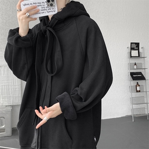 8XL-M 朝牌情侣美式绑带设计连帽卫衣宽松开衫外套男女WY35P58图片
