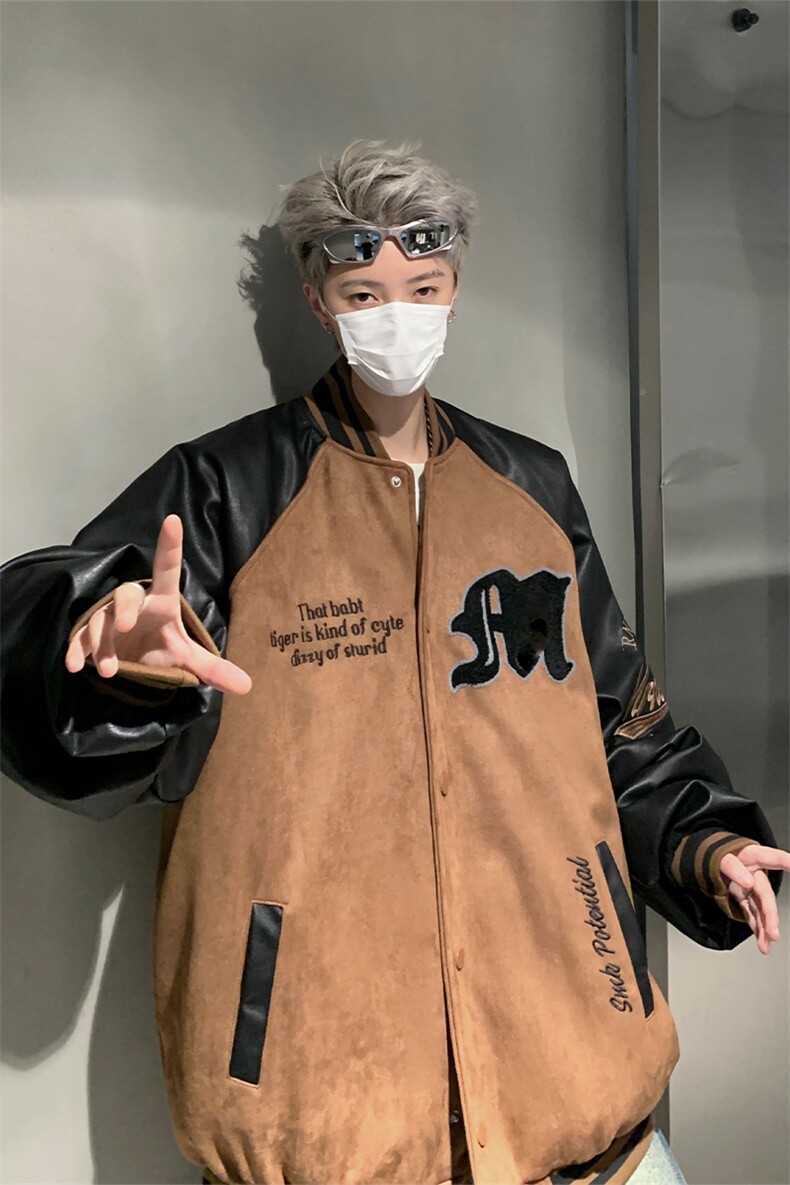 拼接撞色夹克男秋季美式宽松休闲棒球服外套XZ514-2-24233-P128,男装夹克,星座514-2(原B239)