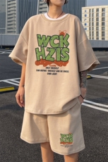 ！2025夏季新款男士华夫格短袖T恤套装学生一套HTZ92P50，男装T恤，电商B220