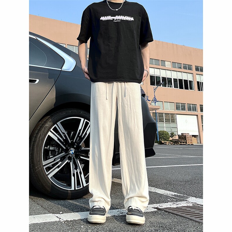 A1788059新款夏季薄款透气耐磨男直筒长裤麻休闲宽松垂感阔腿裤,男装休闲裤,电商A178
