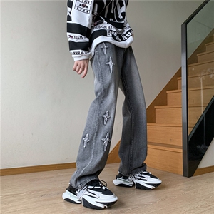 美式牛仔裤男款春季水洗长裤潮牌高街宽松直筒A061-W9977-P65控88图片