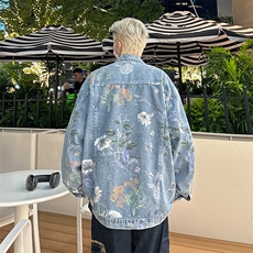 美式新款设计感提花夹克水洗潮牌时尚宽松牛仔外套，男装工装外套，星座410-6（原星座1304-1）