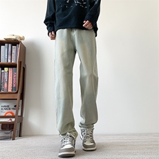 现货主推款加大码纯色直筒牛仔裤男XZ-310A-2BK305P50控78，男装牛仔裤，星座310A-2