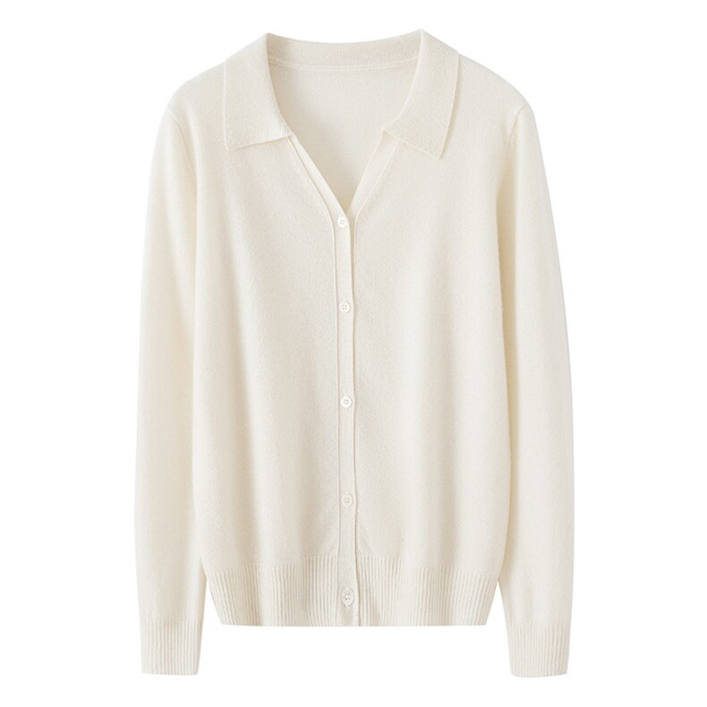 2025年秋季新款十二针翻领小V针织羊绒开衫时尚休闲通勤百搭，女装羊绒衫，博友羊绒