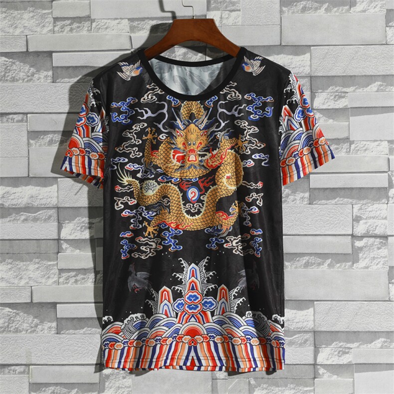 2021夏季新款龙纹冰丝T恤套装男钱塘3029-2007挂拍,男装休闲套装,钱塘6006(原3029)