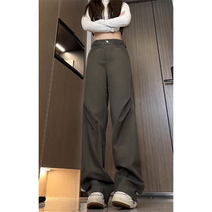 秋季新款美式高街褶皱大理石纹宽松显瘦微喇裤男K24004-特P48控88图片