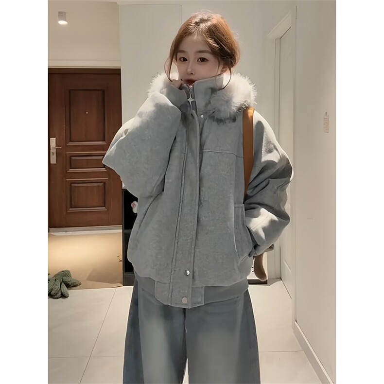美式复古潮流毛领连帽棉衣男女情侣款冬季加厚呢子外套MA505-P100,男装棉衣,星座208-5