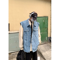牛仔马甲潮男2025年春秋潮牌宽松无袖坎肩夹克工装外套MJ111-P50，男装夹克，星座1103-3
