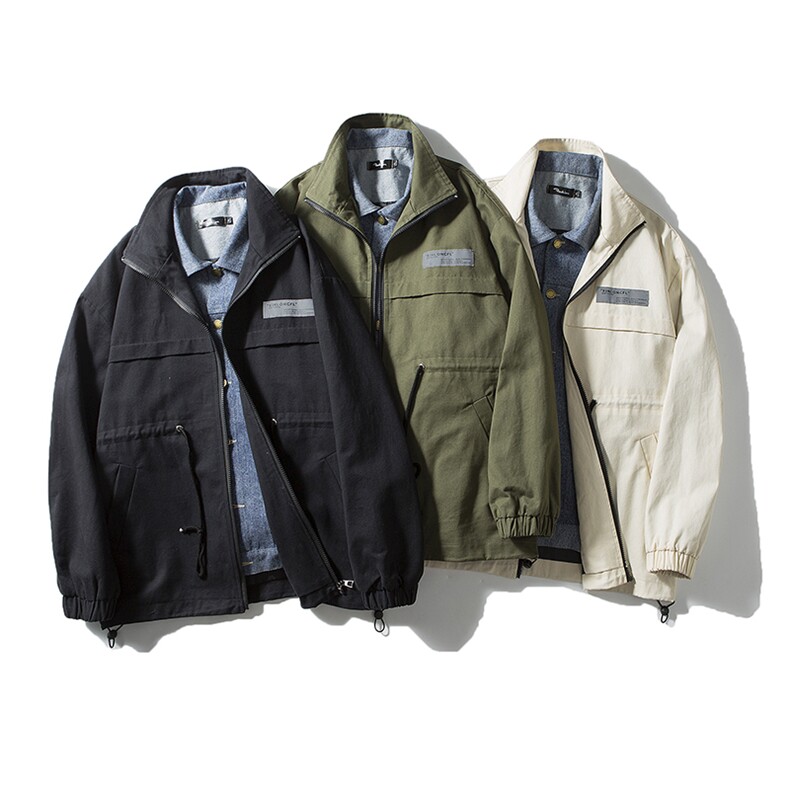 白底-假两件工装外套男春秋潮牌夹克7182-P68，男装夹克，电商B380（原B361）