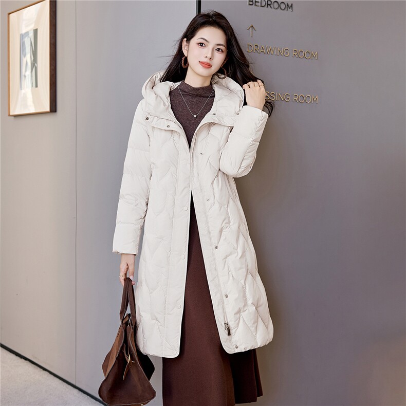 韩系轻薄保暖棉袄外套加长款直筒鸭绒羽绒服冬季女小个子,女装羽绒服,阿舍尔精品