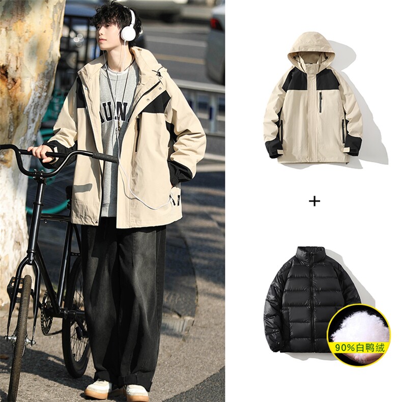 冬上新三合一冲锋衣潮加绒清新羽绒服外套男女 8300-P210控价299图片