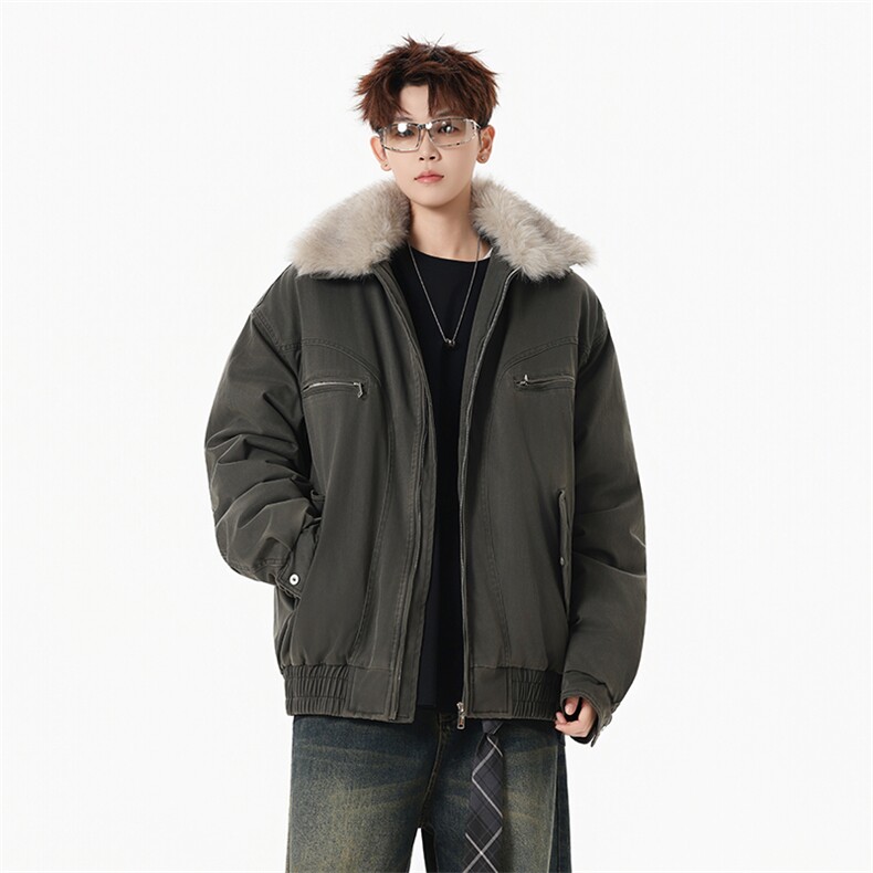 M1658-P115冬季新款美式可脱卸毛领水洗工装棉服外套,男装棉衣,星座109