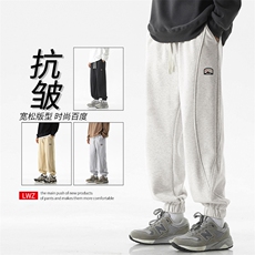 春秋季运动纯棉宽松简约美式束脚卫裤-X1631特批45，男装休闲裤，星座718