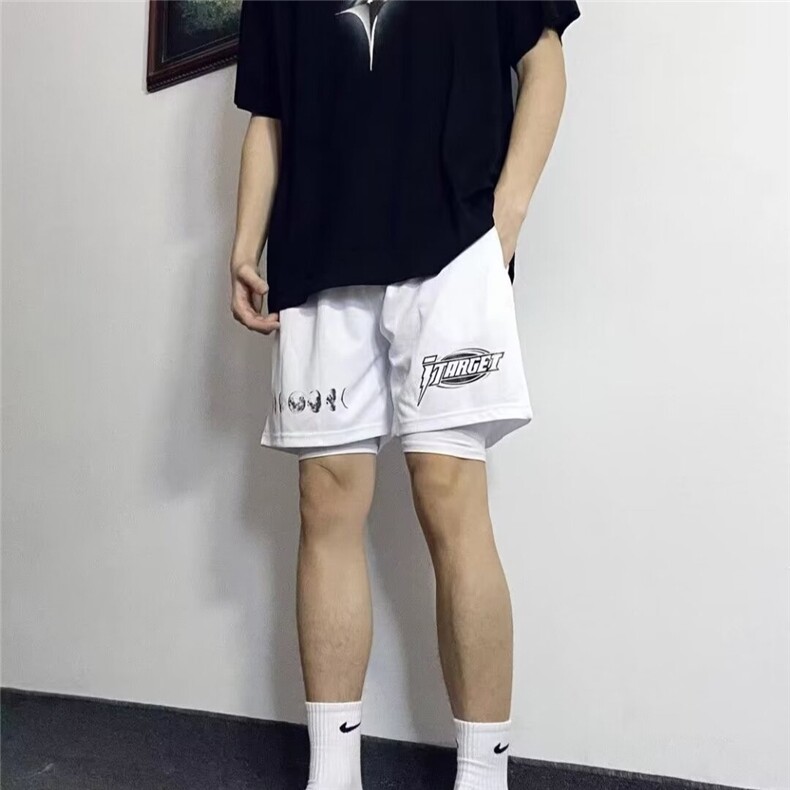 短裤男夏外穿沙滩裤宽松韩版休闲运动阔腿五分裤K6318-P20,男装牛仔裤,星座412-1
