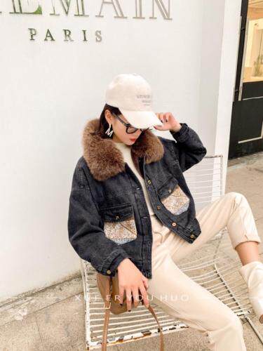 毛线口袋牛仔派克，女装，雪儿诱惑