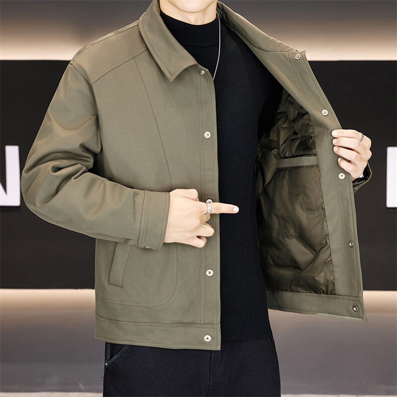 轻奢潮牌保暖羽绒服男翻领休闲舒适百搭夹克外套男图片