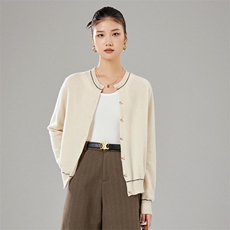 柔软亲肤百搭舒适时尚潮流开衫女35%羊绒衫简约秋冬季，女装羊绒衫，隆秋羊绒