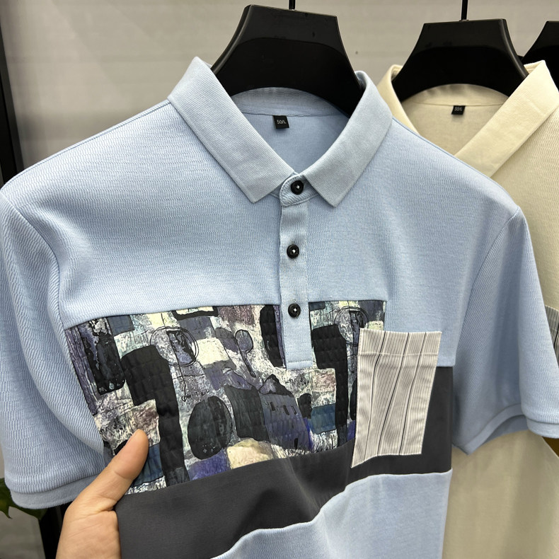 夏季新款男士短袖POLO杉高档轻商务翻领百搭中年爸爸装图片