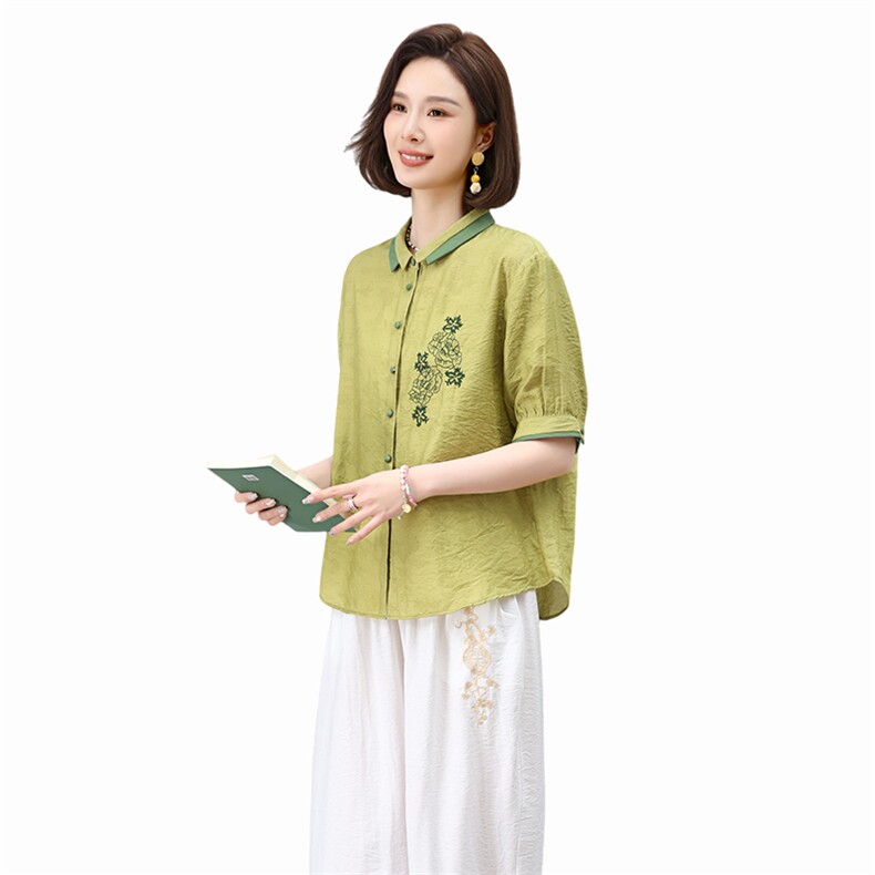 2025夏装新款天丝刺绣上衣,女装衬衫,凝聚力
