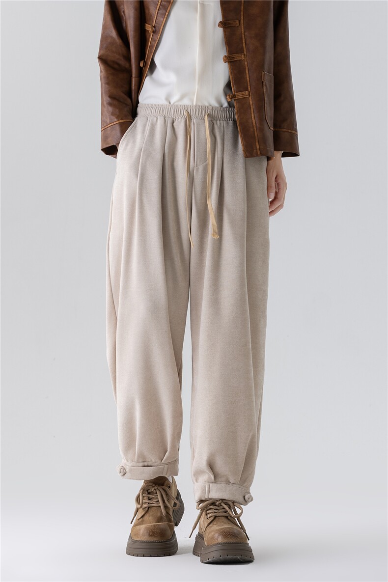 风双面雪尼尔加厚大码休闲裤潮宽松盘扣垂顺纯色长裤K2602,男装休闲裤,星座305A（原312A-1）