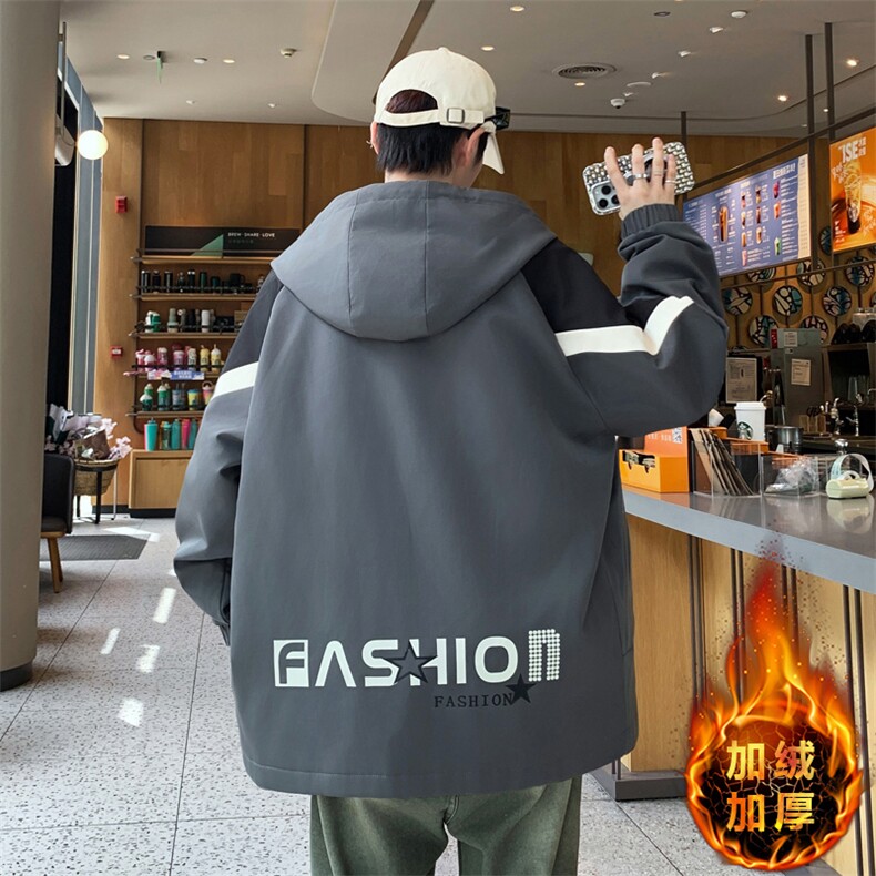 美式开衫秋冬季外套男宽松潮流帅气加绒加厚夹克冬A436-6805-P85,男装夹克,电商A436