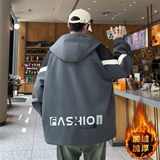 美式开衫秋冬季外套男宽松潮流帅气加绒加厚夹克冬A436-6805-P85，男装夹克，电商A436