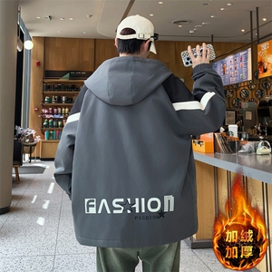 美式开衫秋冬季外套男宽松潮流帅气加绒加厚夹克冬 A436-6805-P85图片