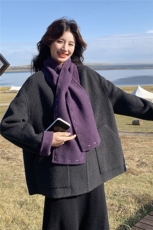 复古撞色双面羊绒大衣女2025秋冬新款独特别致小个子百搭毛呢外套，女装毛呢外套，慧尚2-185
