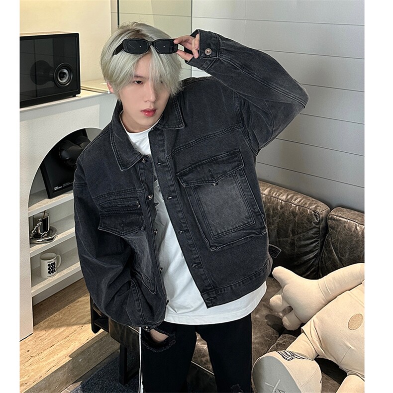 JK01-P88春秋潮牌宽松牛仔外套男23新款日系复古工装夹克,男装工装外套,电商B327