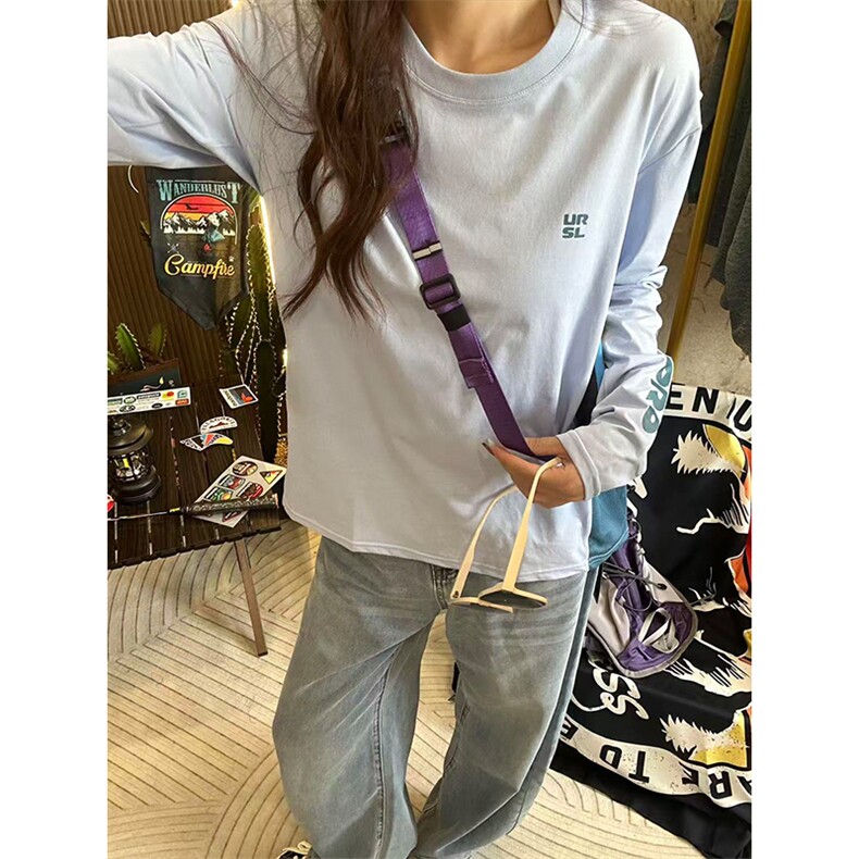 高品户外运动休闲长袖T恤速干拼接字母骑行服打底衫男女A1182-P55图片