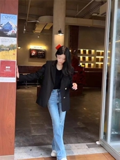 2025年秋季复古法式微喇高腰裤子女新款气质牛仔裤，女装牛仔裤，泰合衣坊