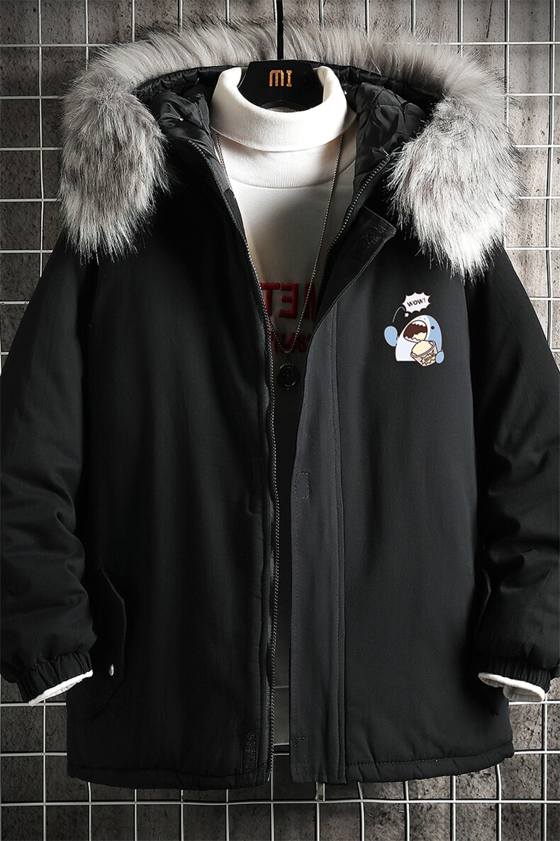 MM48239-P130冬季大毛领棉衣男士大码加厚棉袄男棉服网格,男装棉衣,电商A040A