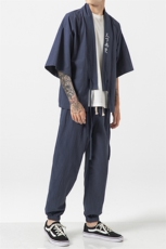 夏季风道袍男短袖汉服古风潮开衫汉服防晒衣套装TZ05/P85，男装防晒衣，钱塘713