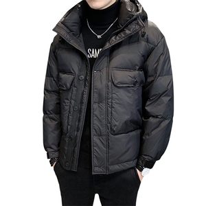 2025冬季店主风加厚连帽羽绒服白鸭绒纯色高级感外套YR8035-P200图片