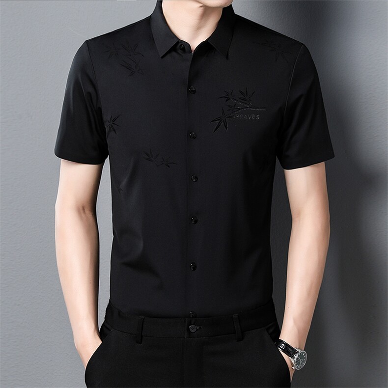 衬衣男中年爸爸衬衫短袖中老年男士薄款夏装老年人夏季40岁50衣服图片