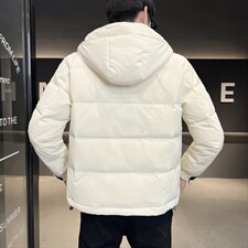 男士连帽亮面羽绒服店主风冬季新款时尚休闲外套8072-P195，男装羽绒服，电商A413