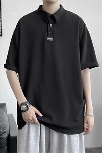 港风夏季新款简约polo衫棉麻宽松翻领短袖A177/T555图片